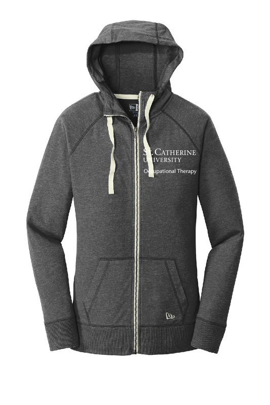 New Era® Sueded Cotton Blend Full-Zip Black Heather Hoodie ~Ladies