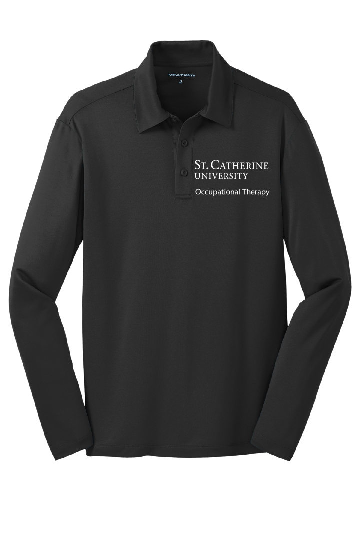 Port Authority® Silk Touch™ Performance Long Sleeve Black Polo ~ Men's ~ 3 Colors