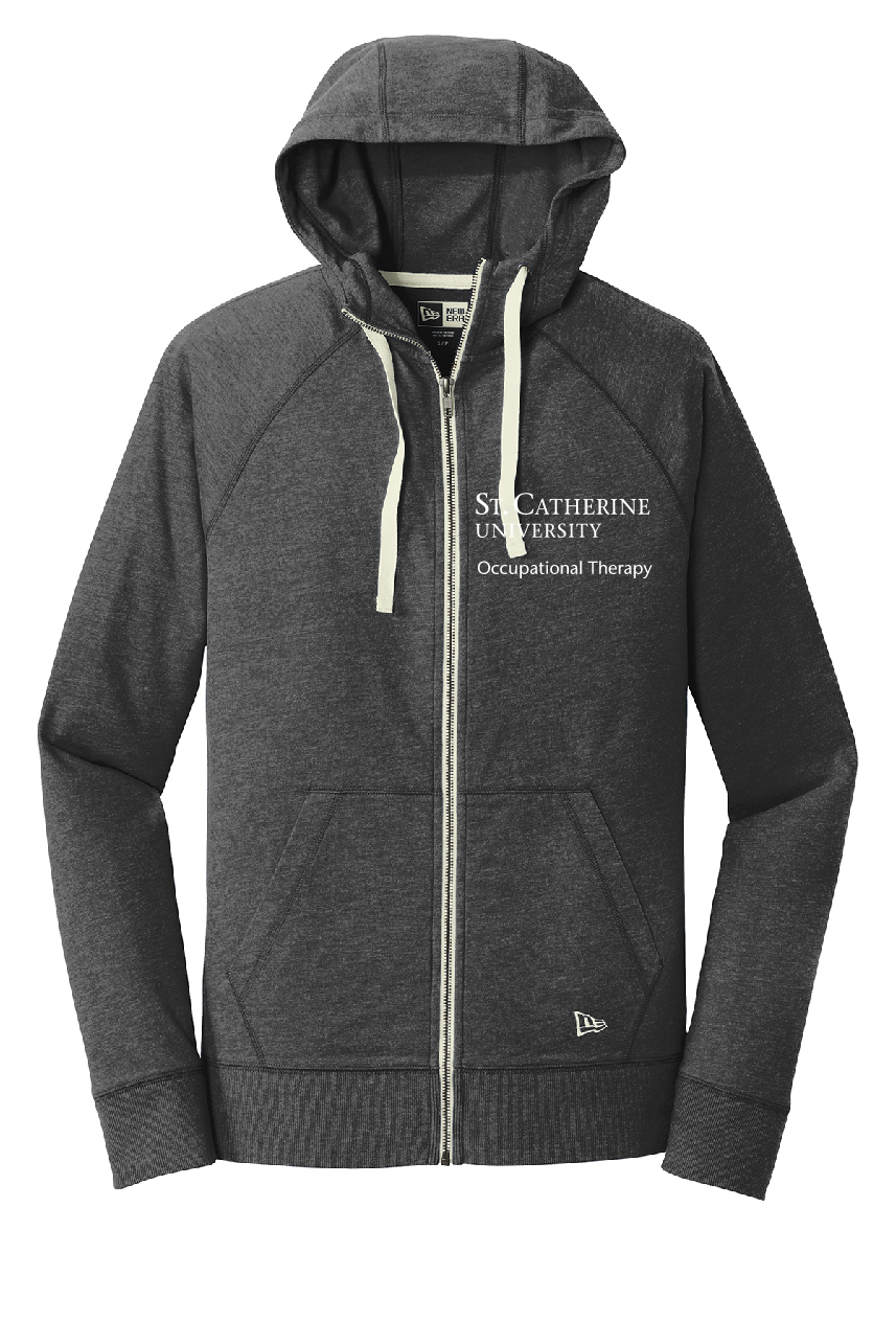 New Era® Sueded Cotton Blend Full-Zip Black Heather Hoodie ~  Men's