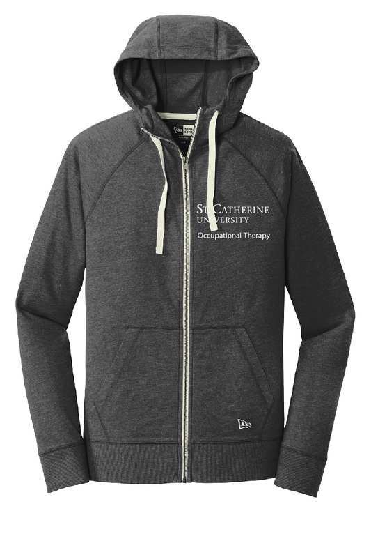New Era® Sueded Cotton Blend Full-Zip Black Heather Hoodie ~  Men's