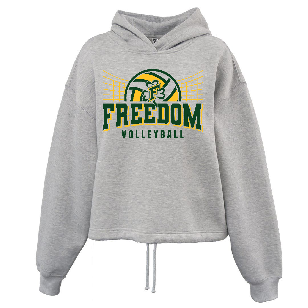 Freedom Volleyball Pennant Grey Drawstring Hoodie ~ Ladies