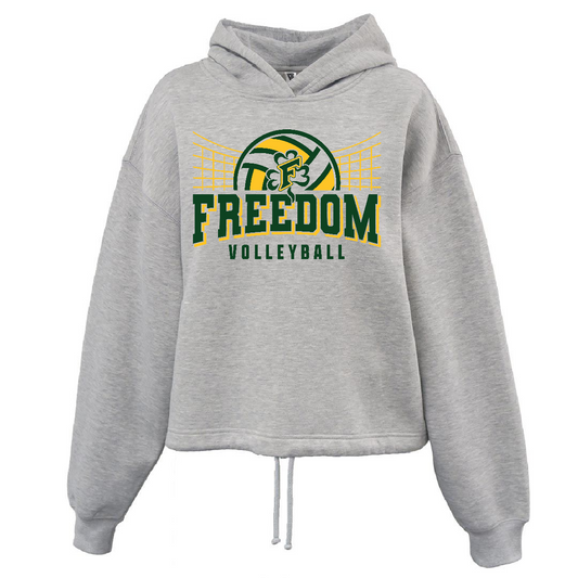 Freedom Volleyball Pennant Grey Drawstring Hoodie ~ Ladies