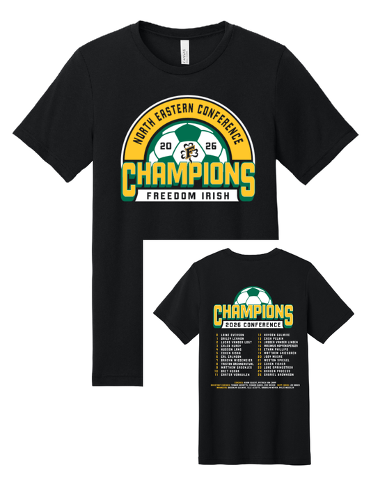Freedom Irish Boys Soccer Conference Champs Black Bella Canvas Tee~ Unisex and Youth