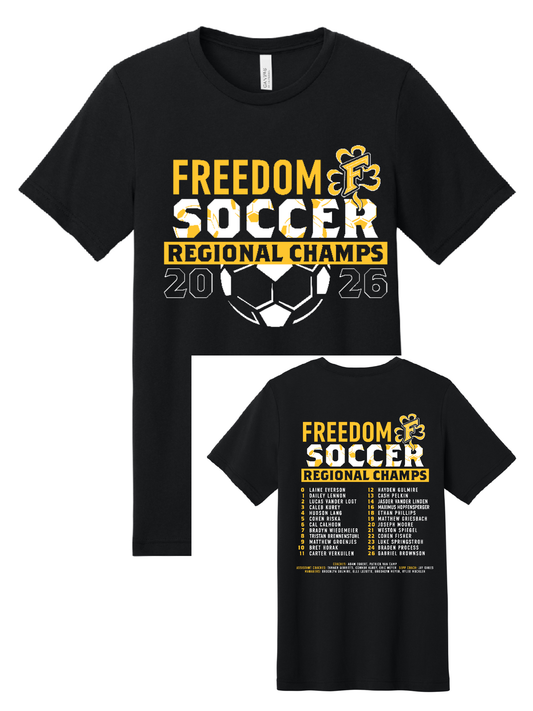 Freedom Irish Boys Soccer Regional Champs Black Bella Canvas Tee~ Unisex and Youth