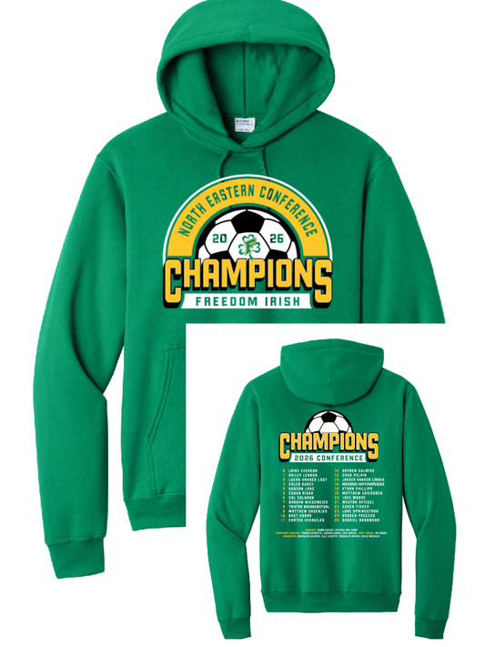 Freedom Boys Soccer Conference Champs Kelly Green Port & Company Hoodie~ Youth and Adult Sizes