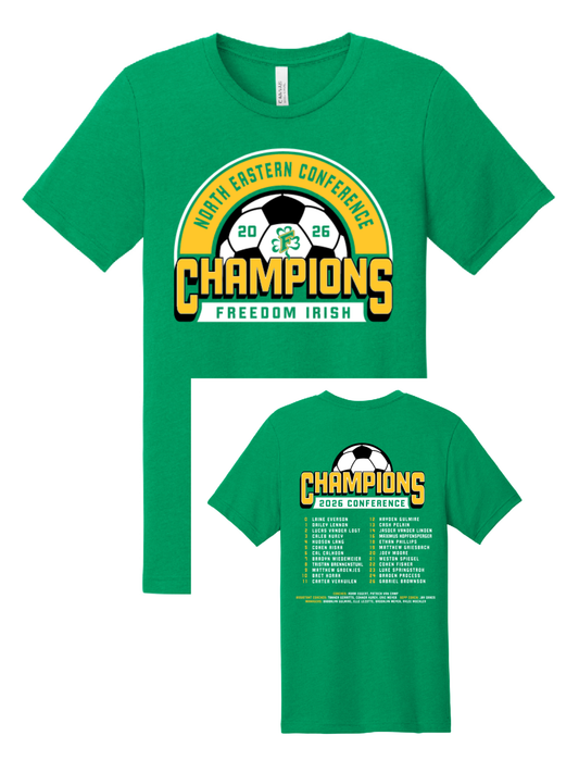 Freedom Irish Boys Soccer Conference Champs Kelly Green Bella Canvas Tee~ Unisex and Youth