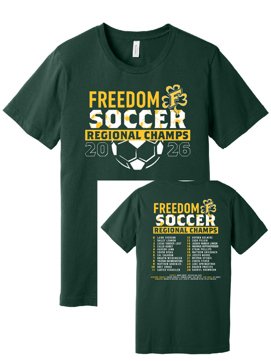 Freedom Irish Boys Soccer Regional Champs Forest Green Bella Canvas Tee~ Unisex and Youth