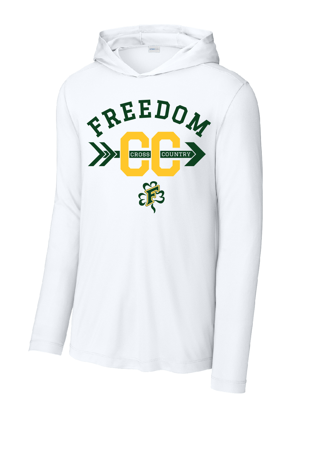 Freedom Cross Country Sport-Tek® Posi-UV® Pro White  Long Sleeve Hoodie~ Men's
