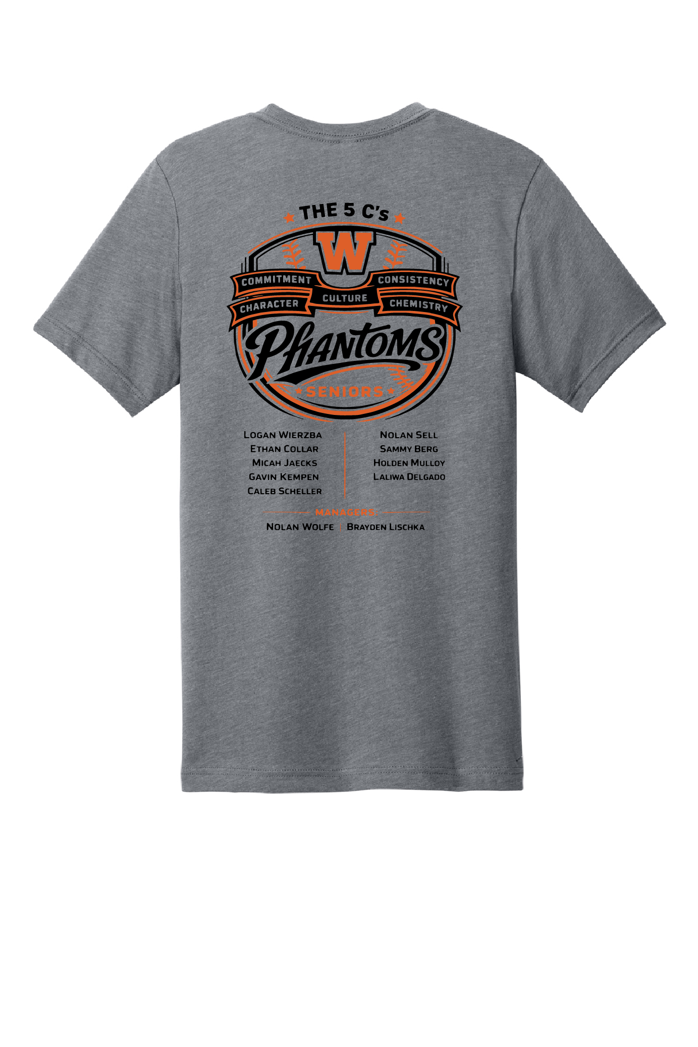 West DePere Senior Baseball Bella Canvas Heather Storm Tee ~ Adult