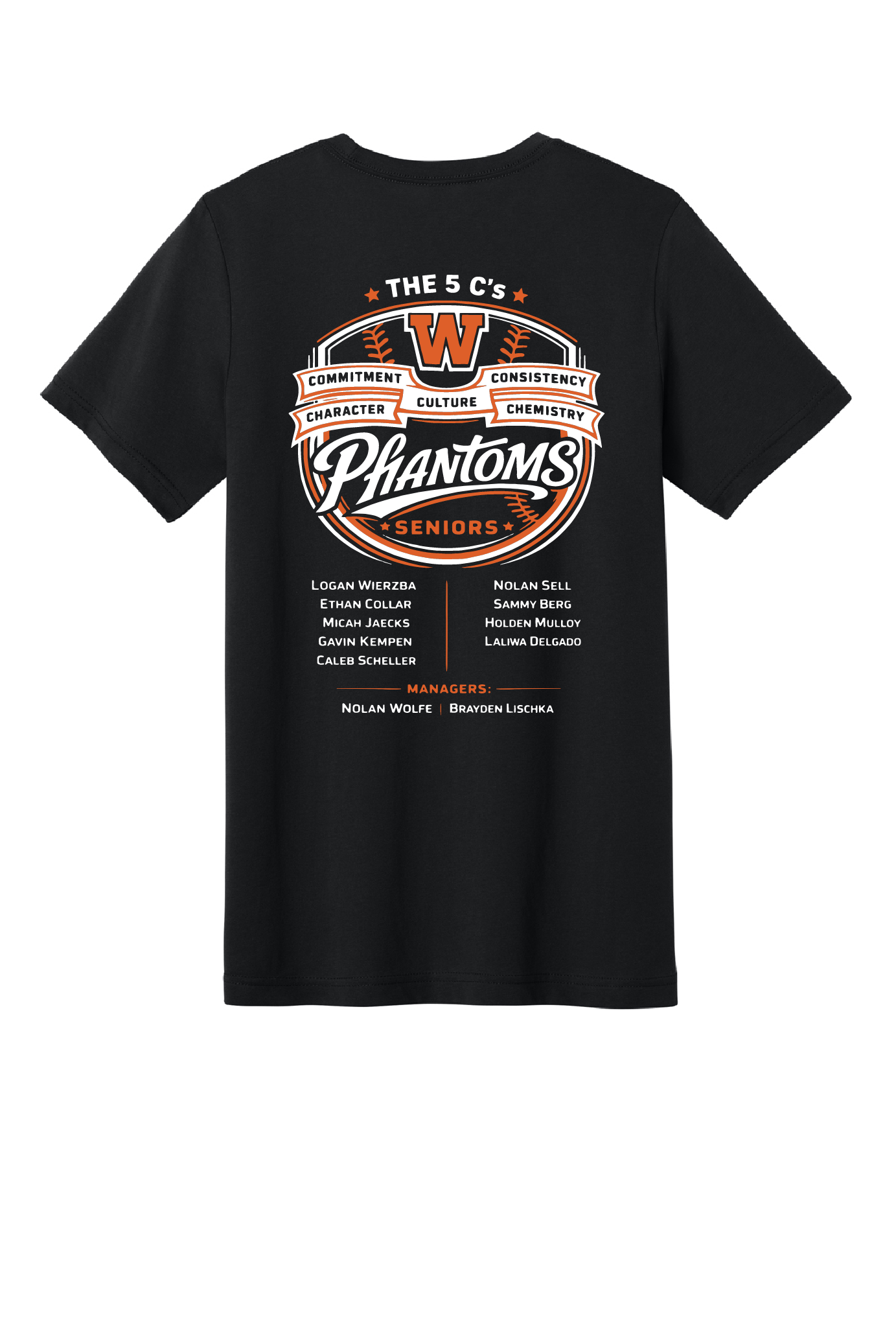 West DePere Senior Baseball Bella Canvas Black Tee ~YOUTH
