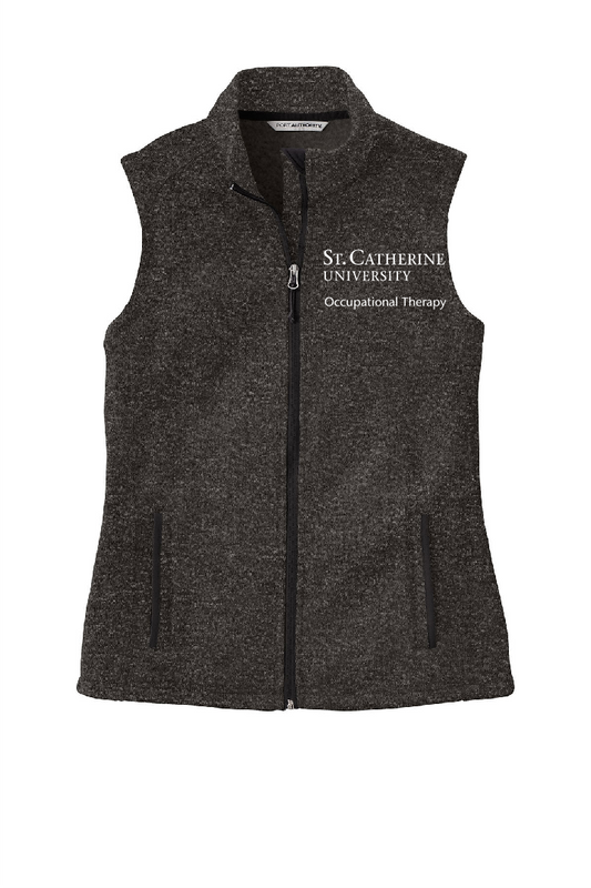 Heather Black Port Authority Sweater Fleece Vest ~ Ladies