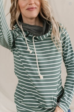 Line It Up Sea Green Double Hoodie