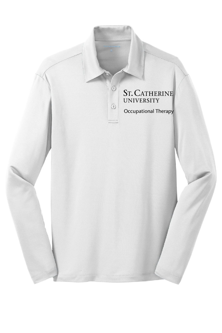 Port Authority® Silk Touch™ Performance Long Sleeve Black Polo ~ Men's ~ 3 Colors
