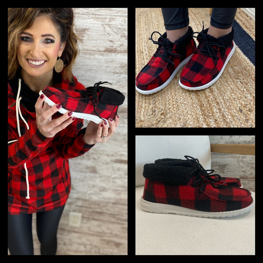 Buffalo Plaid Sherpa Slip On