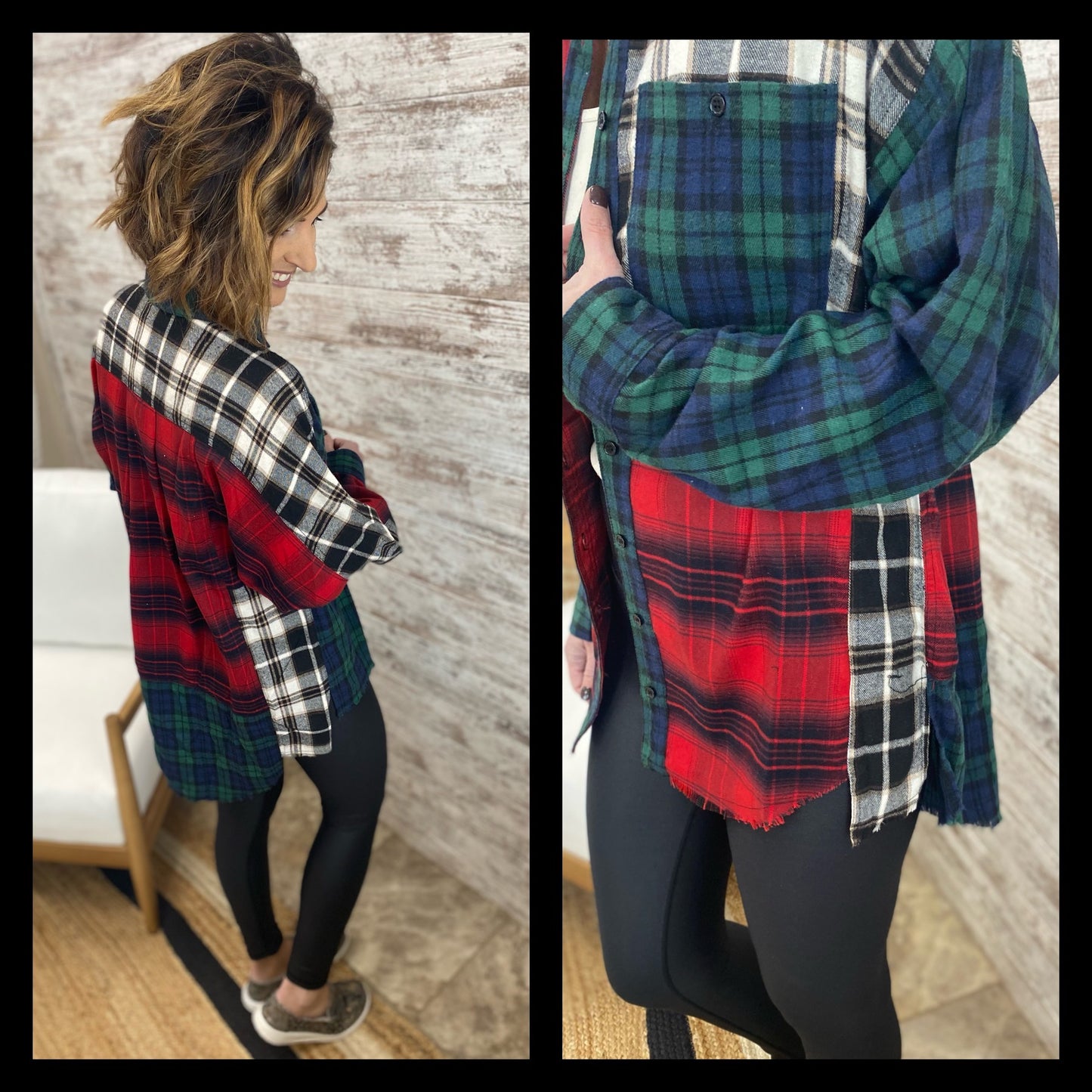 PLAID FLANNEL OVERSIZED SHIRTS JACKET SHACKET