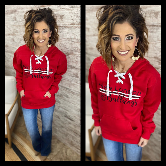 New London Red Lace Up Hoodie