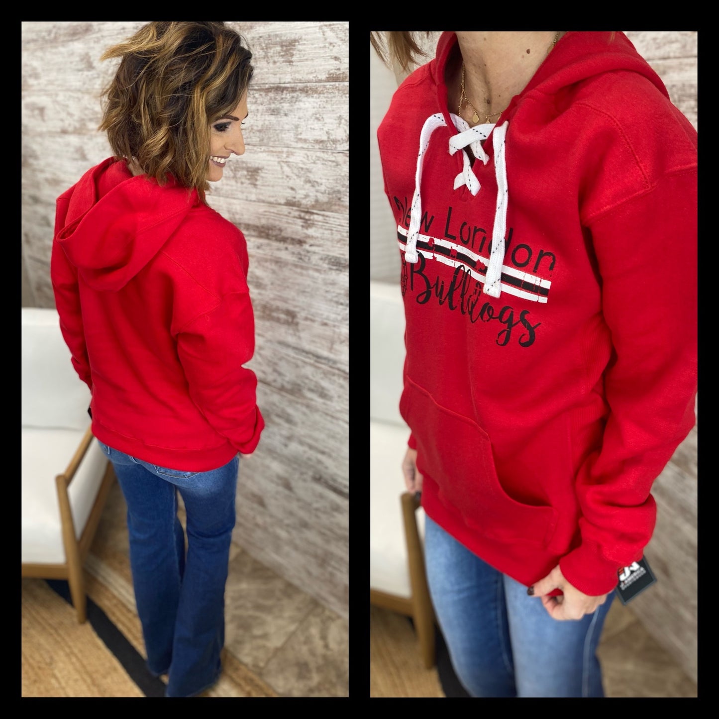 New London Red Lace Up Hoodie