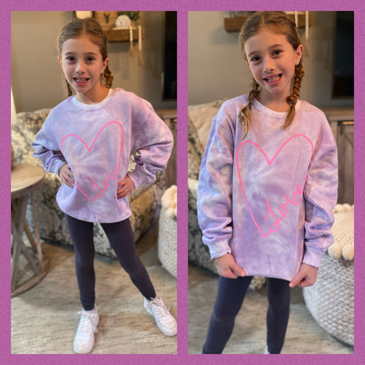 Girls Love Purple Swirl Crew Neck