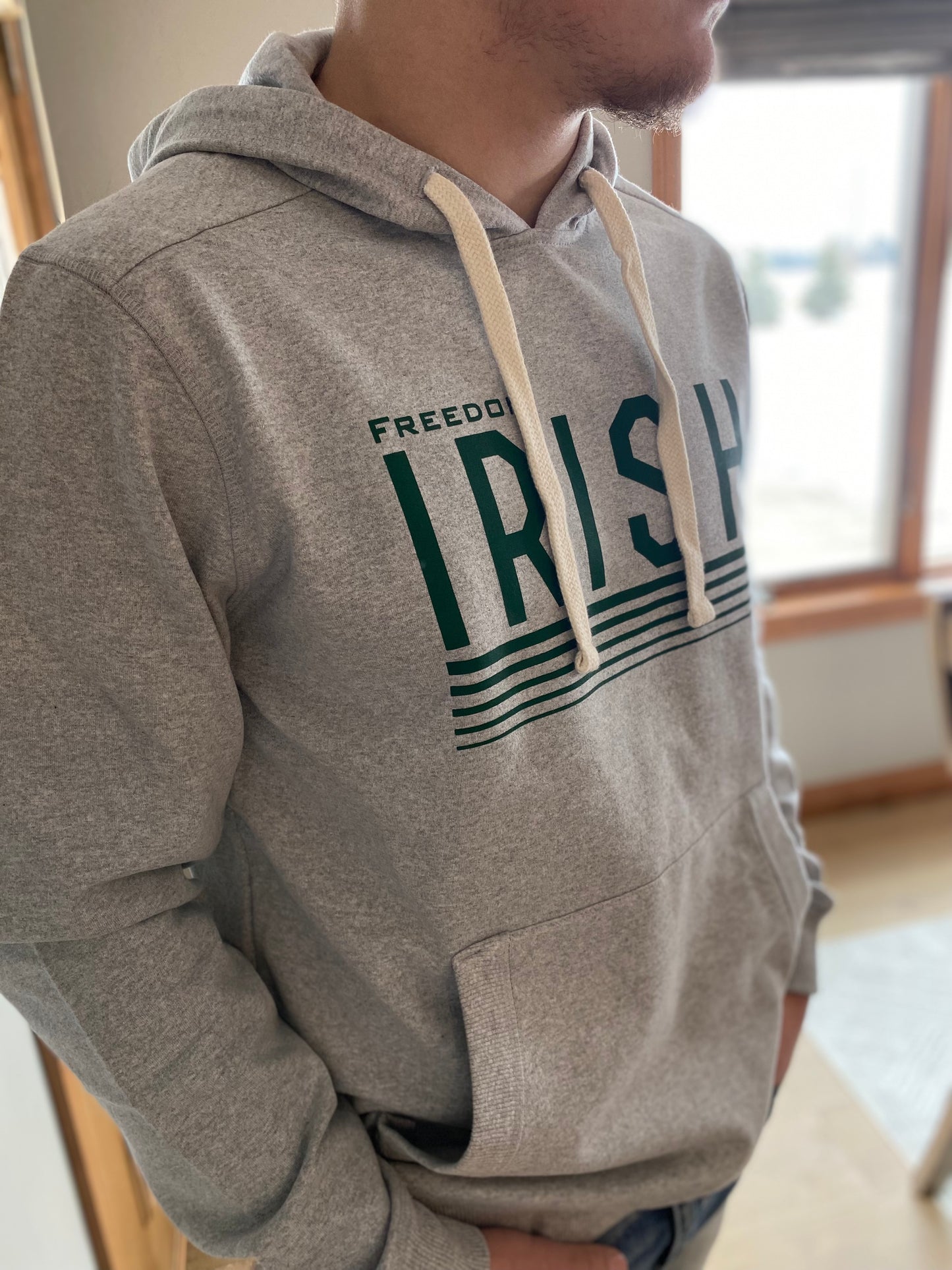 Light Heather Grey Freedom Irish Hoodie