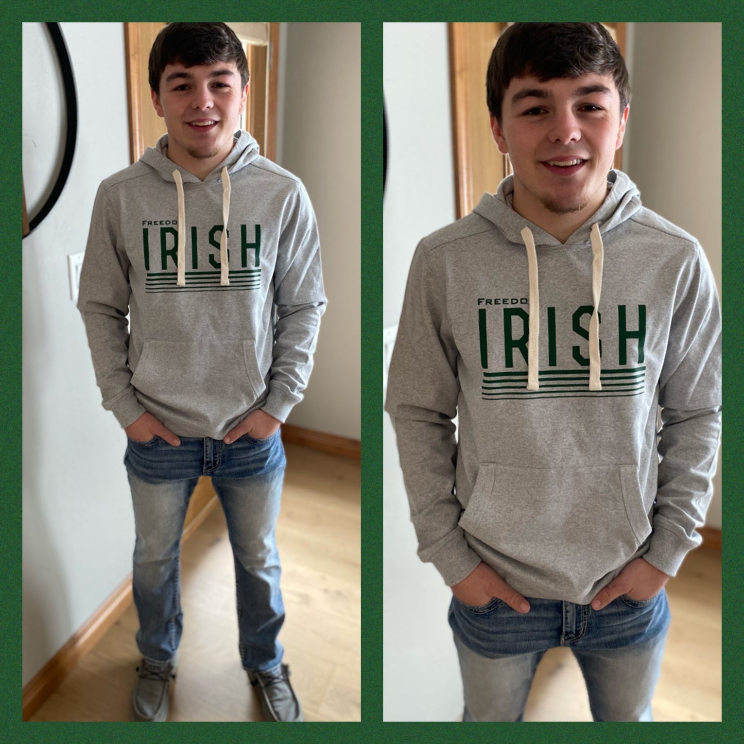 Light Heather Grey Freedom Irish Hoodie