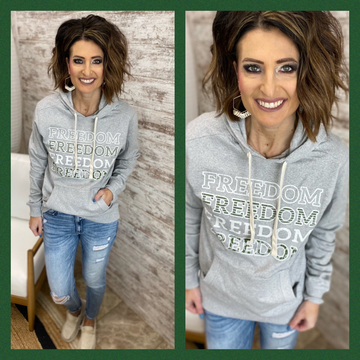 Light Heather Grey Freedom Irish Hoodie