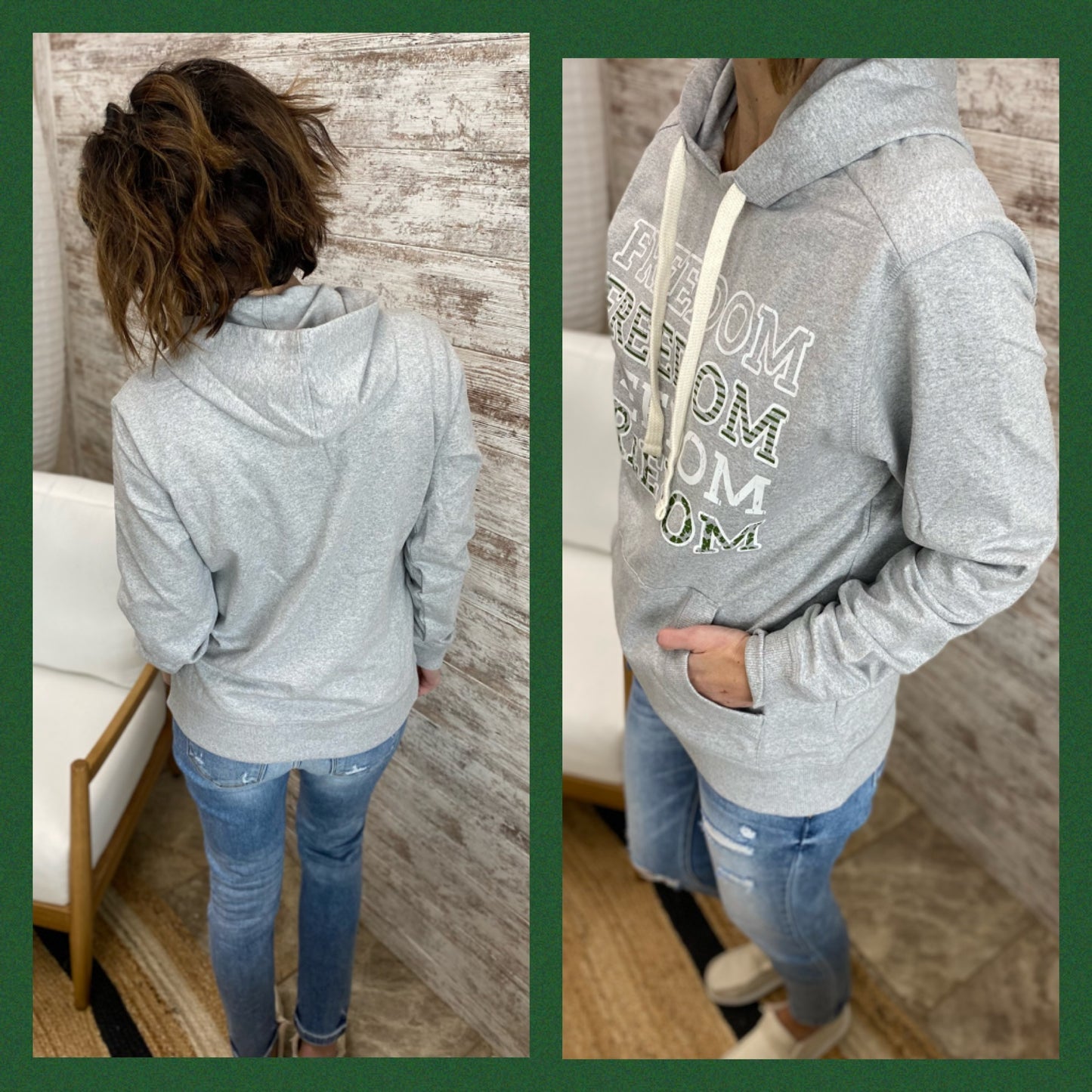 Light Heather Grey Freedom Irish Hoodie