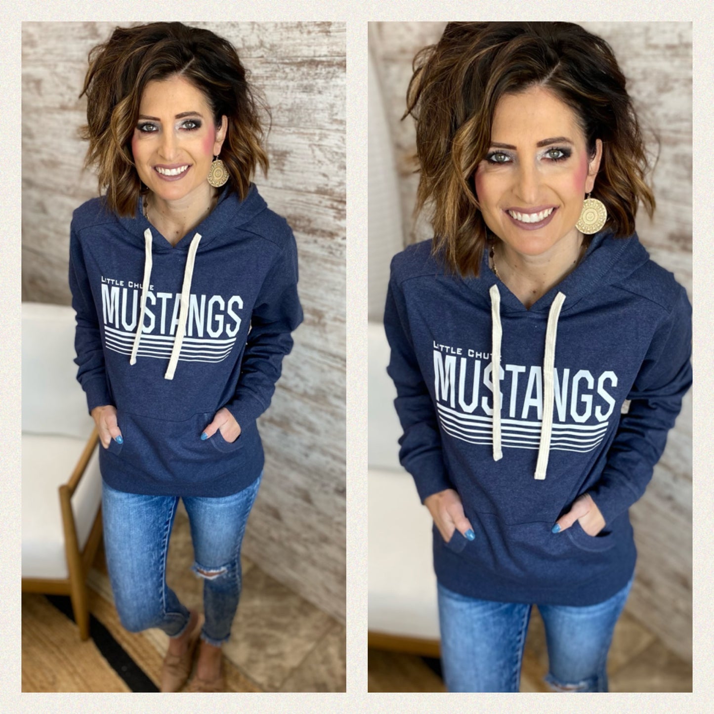 Little Chute Mustangs Heather Navy District Re-Fleece Hoodie