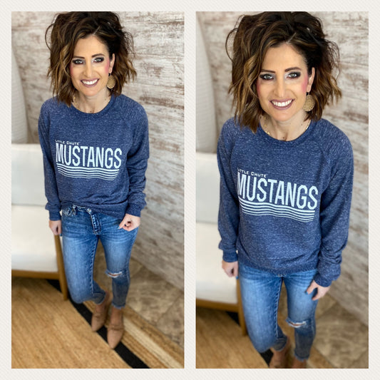 Little Chute Mustangs Navy Crewneck