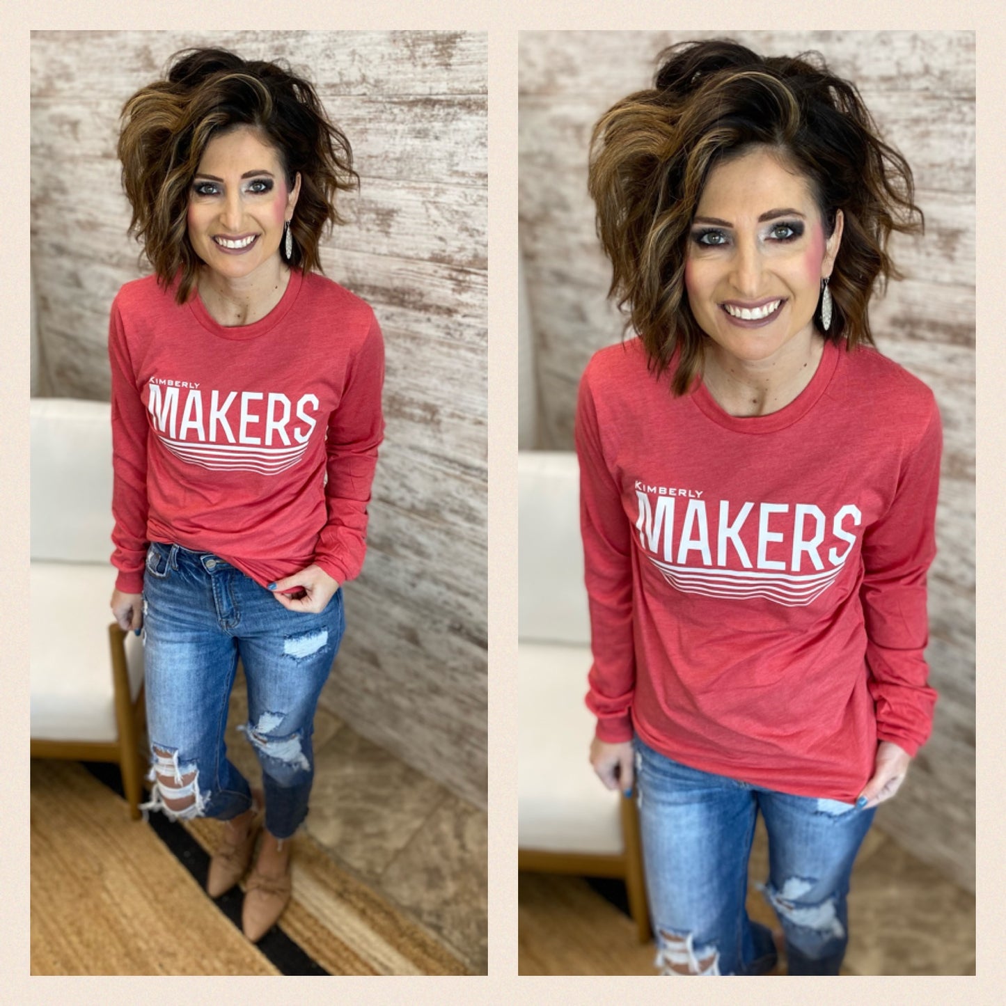 Kimberly Makers Heathered Red Long Sleeve