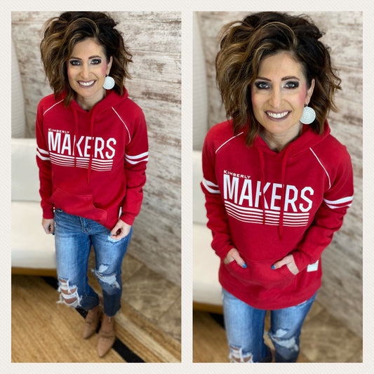 Kimberly Makers Red Varsity Stripe Hoodie