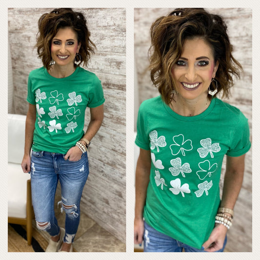 Kelly Green Multi Clover Tee