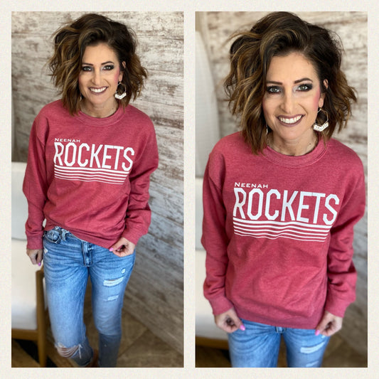 Neenah Rockets Heather Sport Red Crewneck