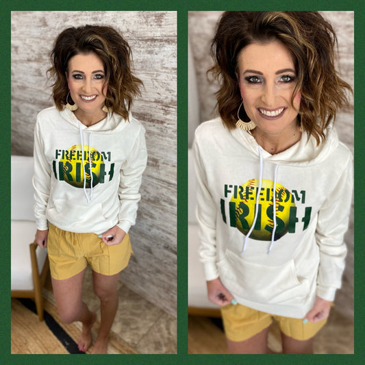 Vintage White Freedom Irish Bella Hoodie