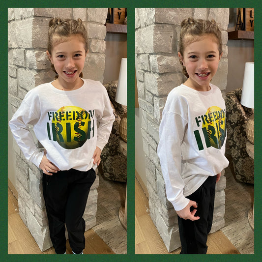 Youth Freedom Irish Softball White Long Sleeve