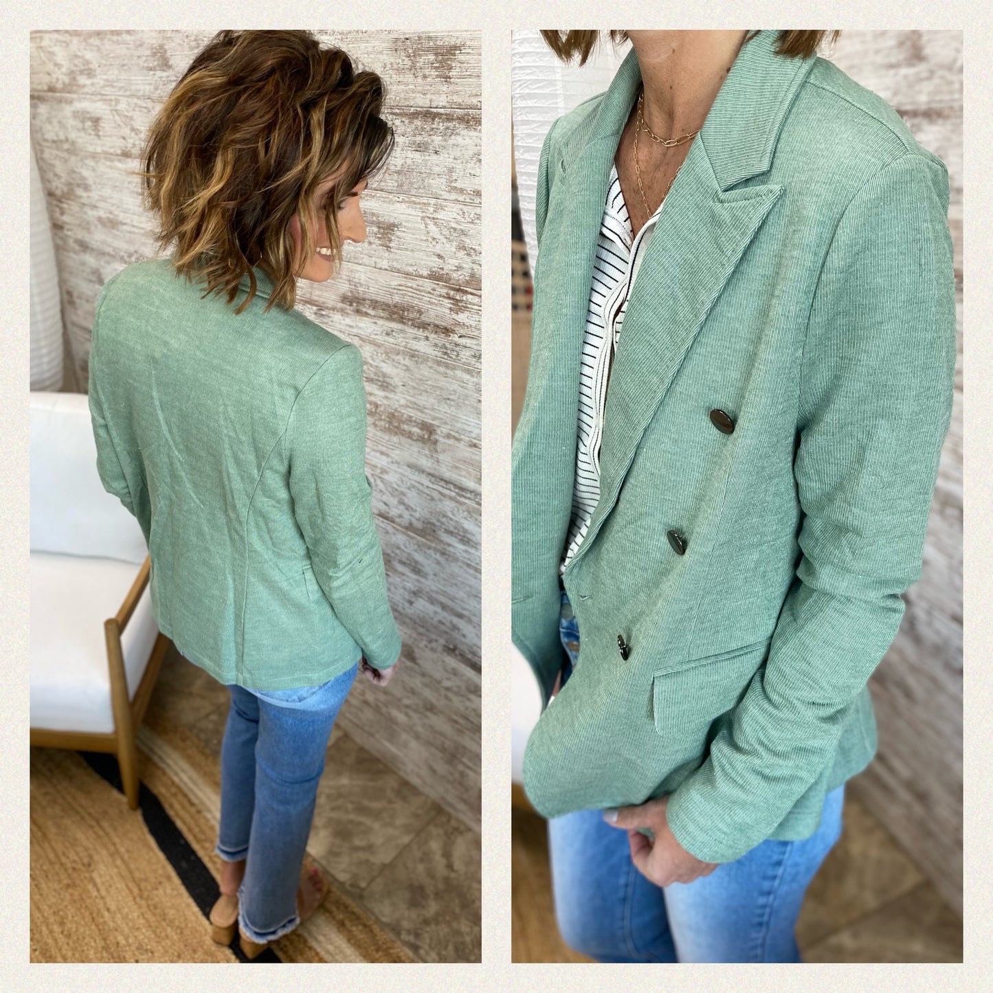 DOUBLE BREAST KNIT BLAZER~ 2 Colors