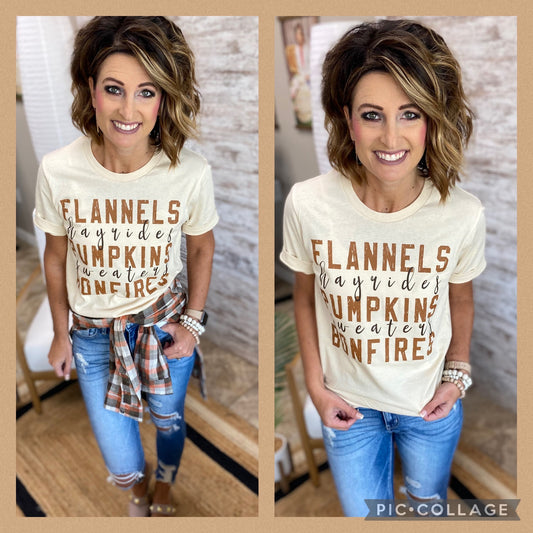 Flannels Hayrides Bonfires Tee **Made to Order