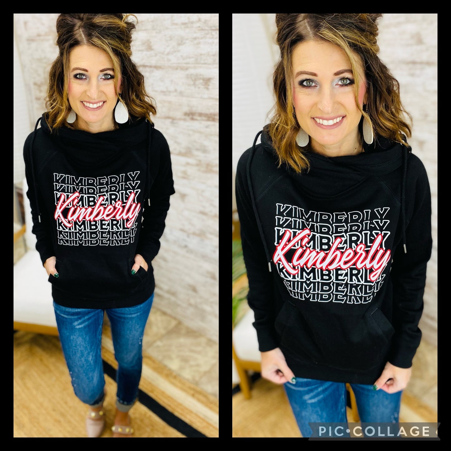 White Retro Kimberly Black Hoodie