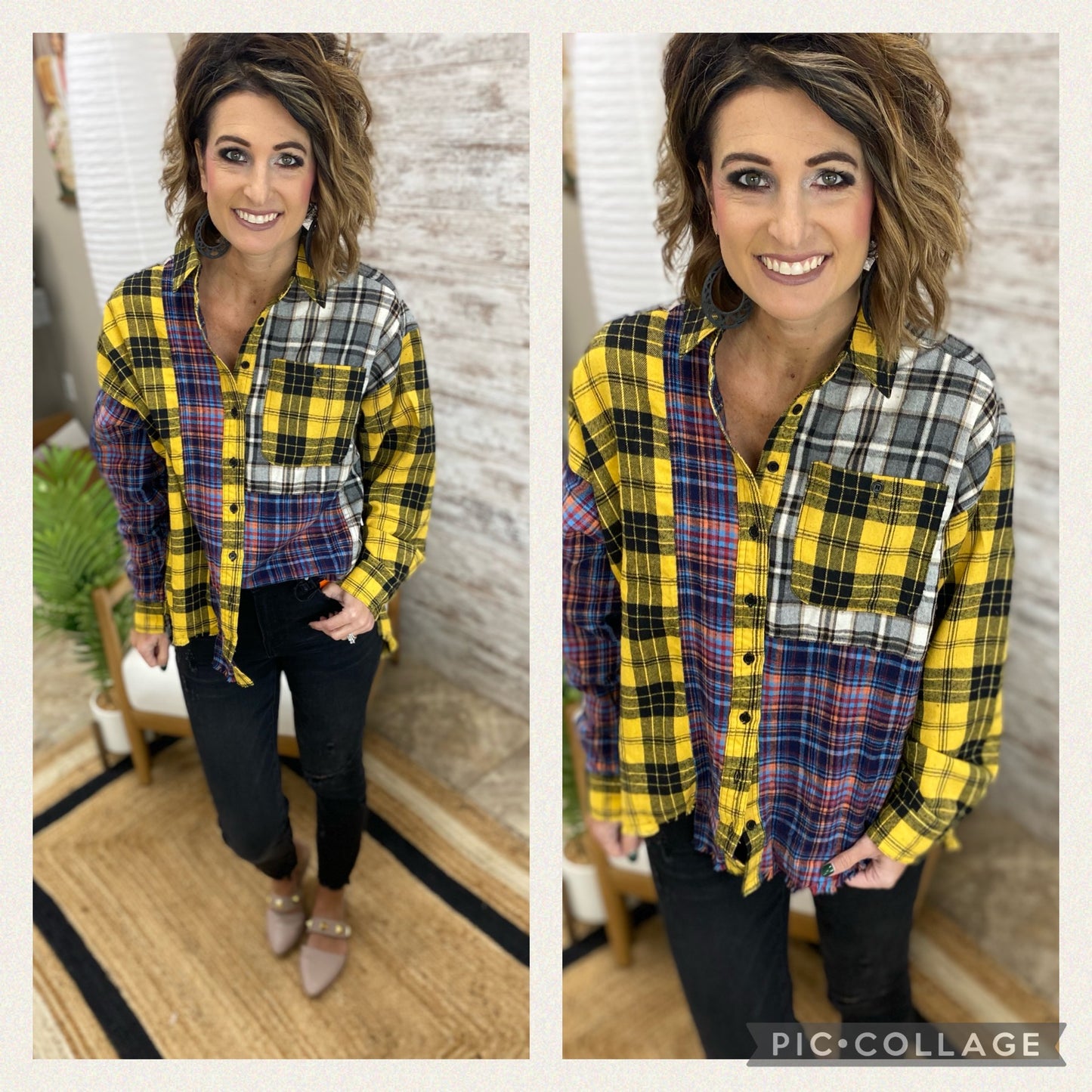 PLAID FLANNEL OVERSIZED SHIRTS JACKET SHACKET