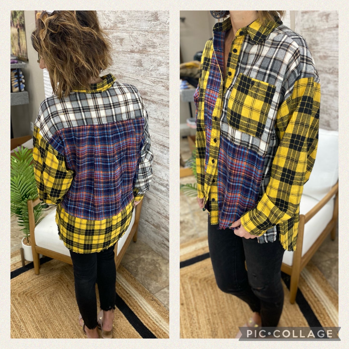 PLAID FLANNEL OVERSIZED SHIRTS JACKET SHACKET