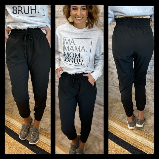 Black Lettuce Waist Joggers