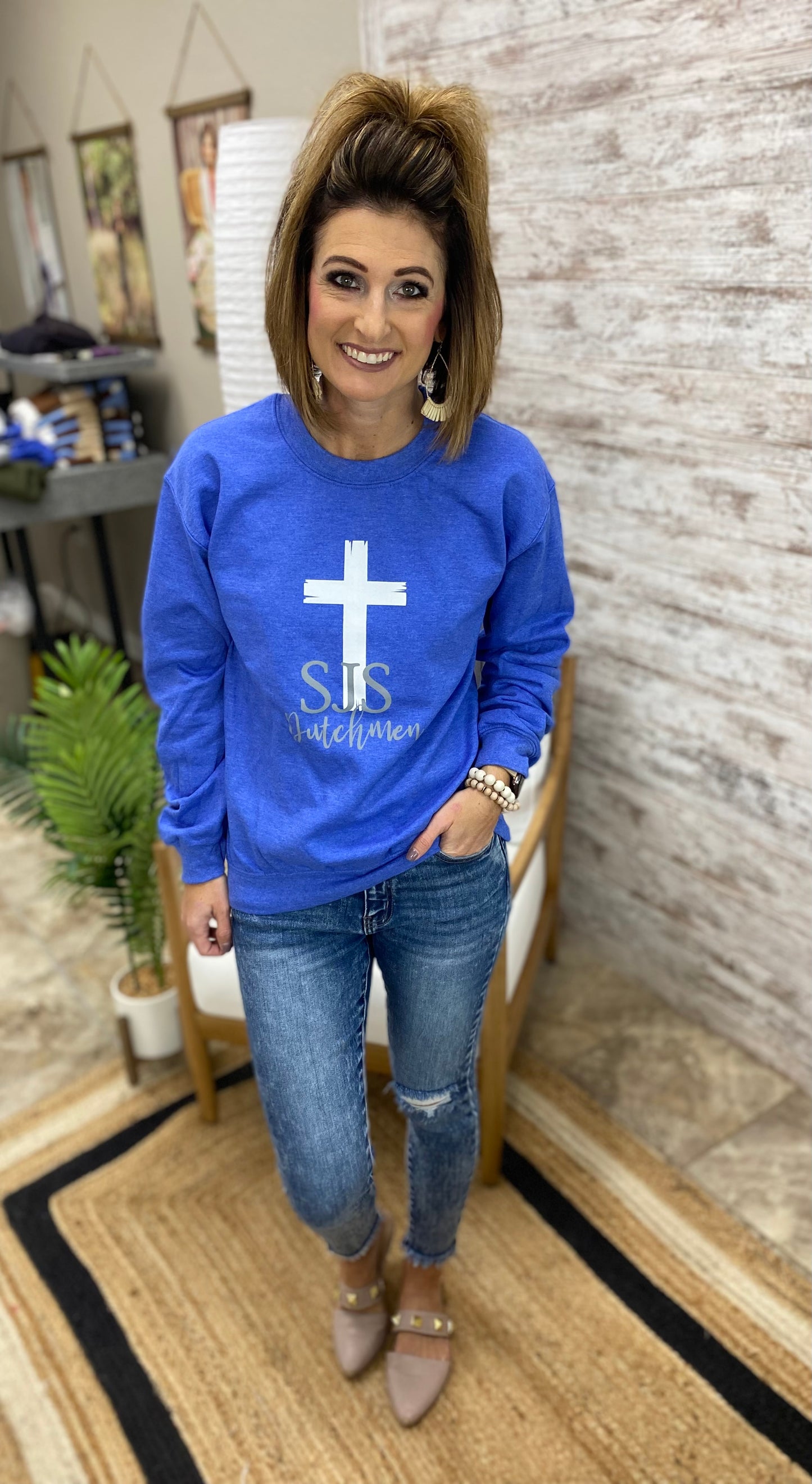 SJS ~ Heather Royal Blue Crewneck