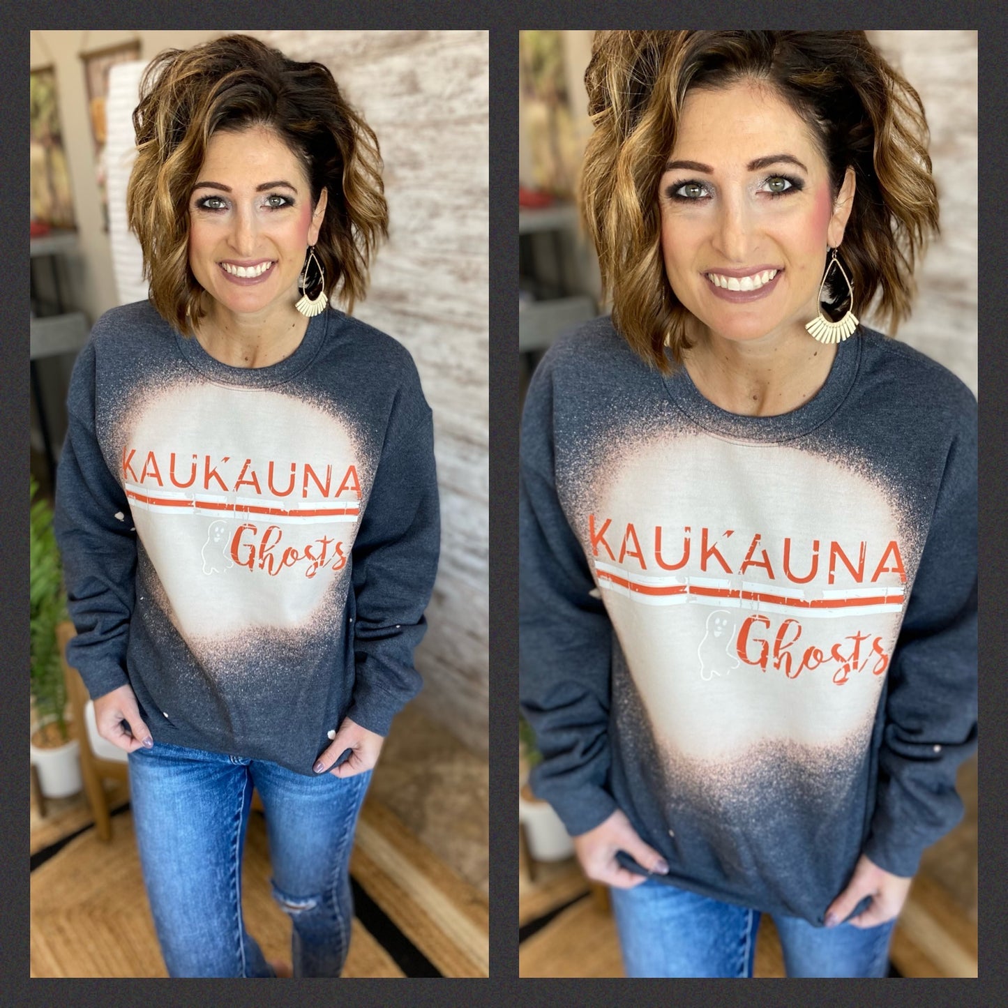 Kaukauna Charcoal Bleach Crewneck