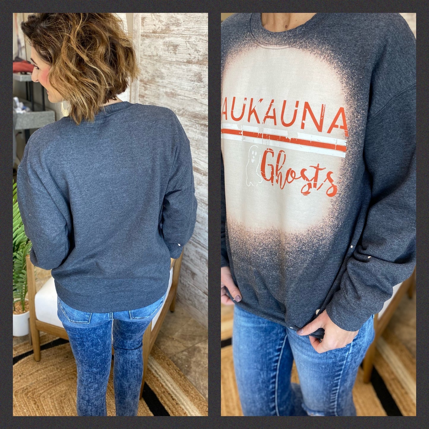 Kaukauna Charcoal Bleach Crewneck