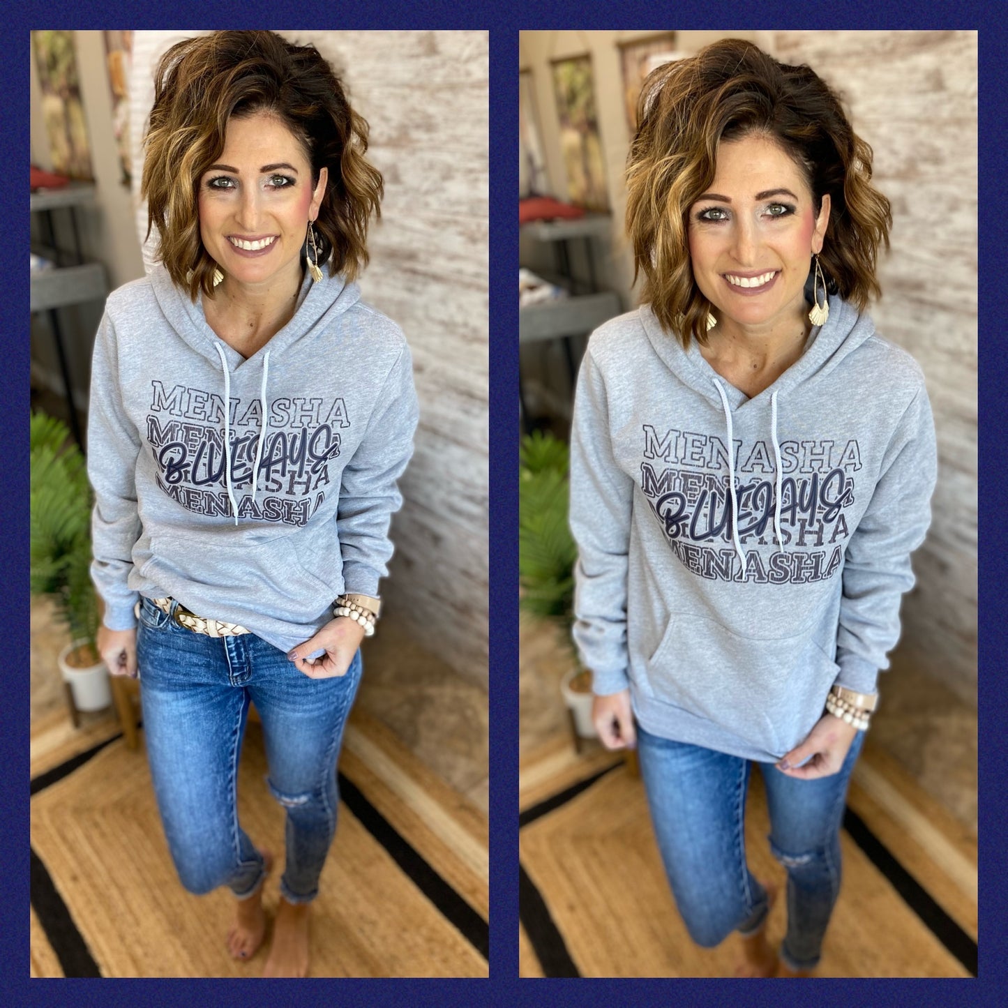 Menasha Bluejays Light Grey Bella Hoodie