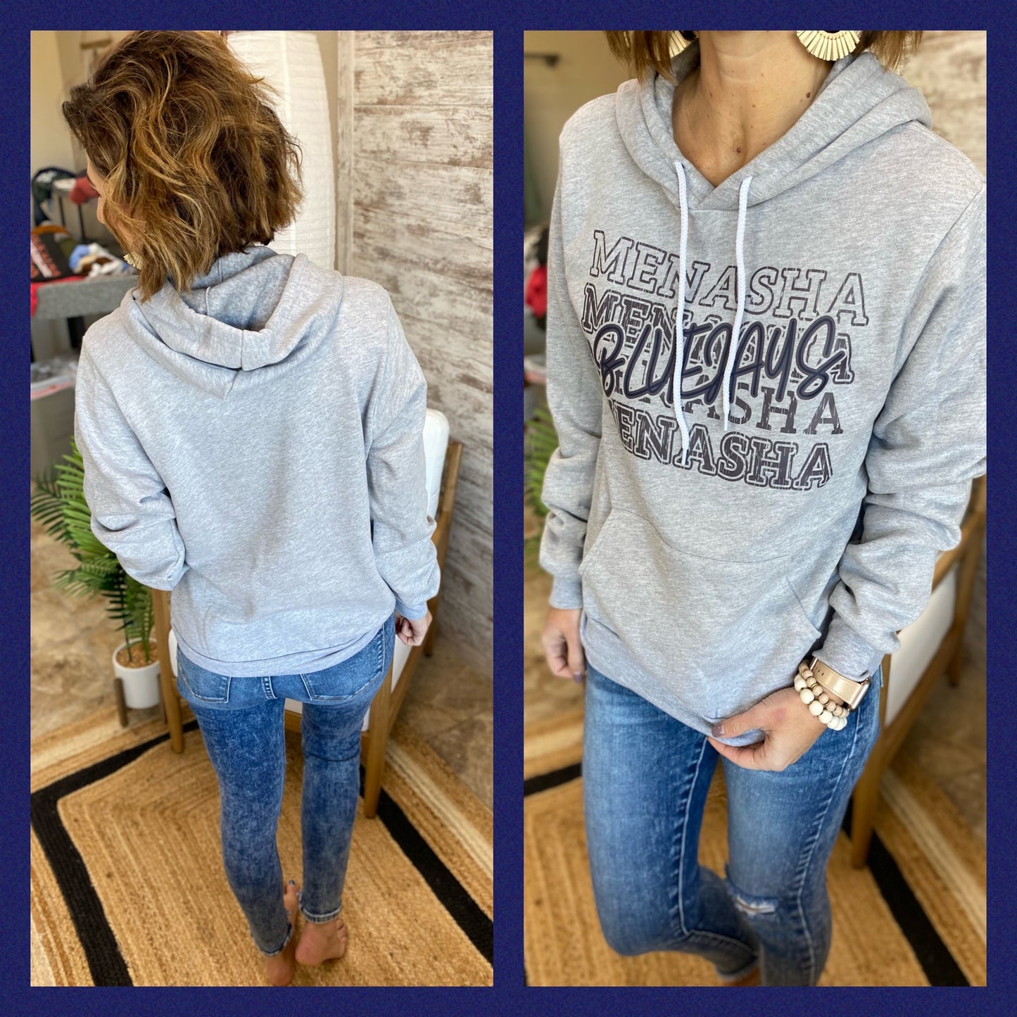 Menasha Bluejays Light Grey Bella Hoodie