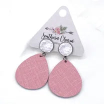 Snow White & Pink Saffiano Dangles